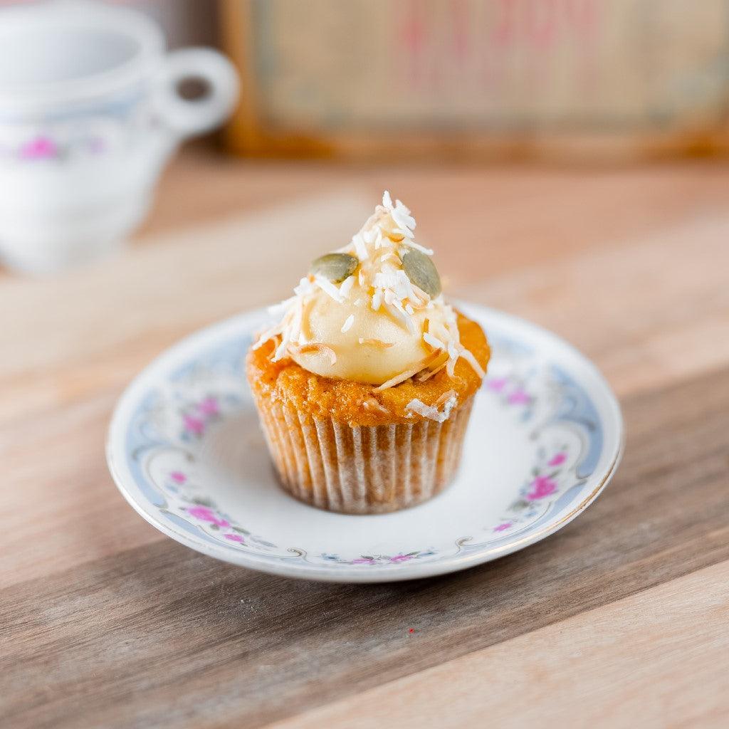 Carrot walnut cupcake with cream cheese frosting
