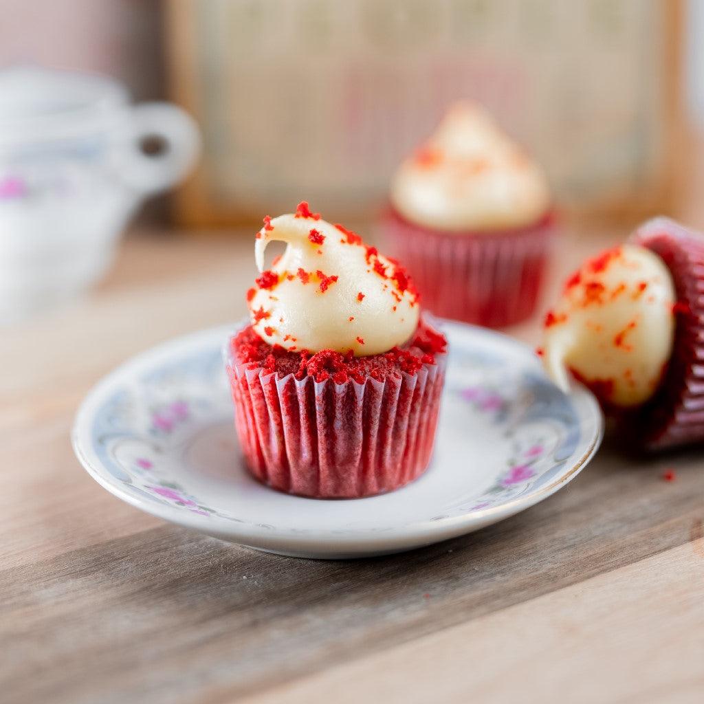 Red velvet cupcake with cream cheese frosting