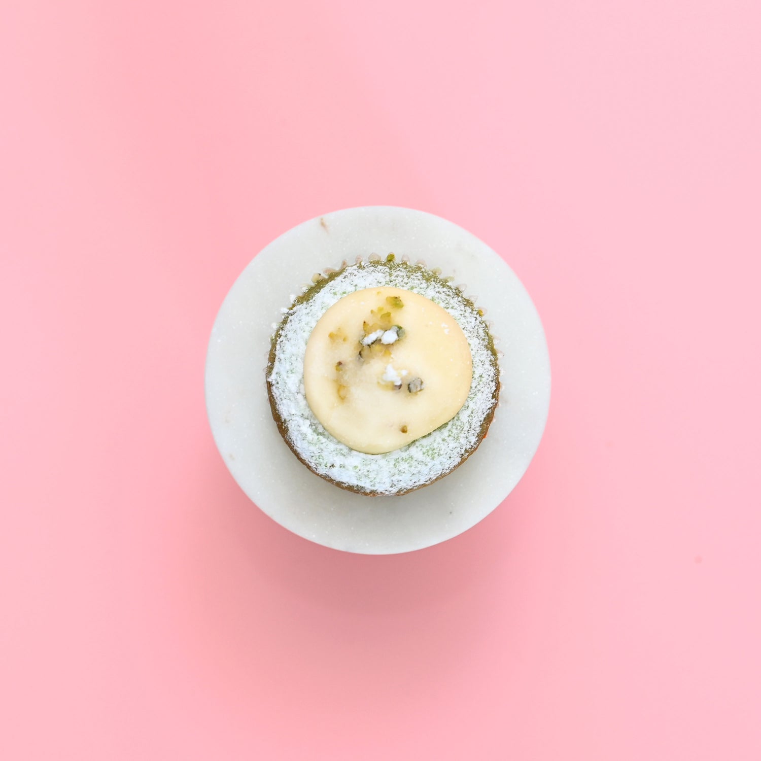 Snowy Pistachio Cupcake