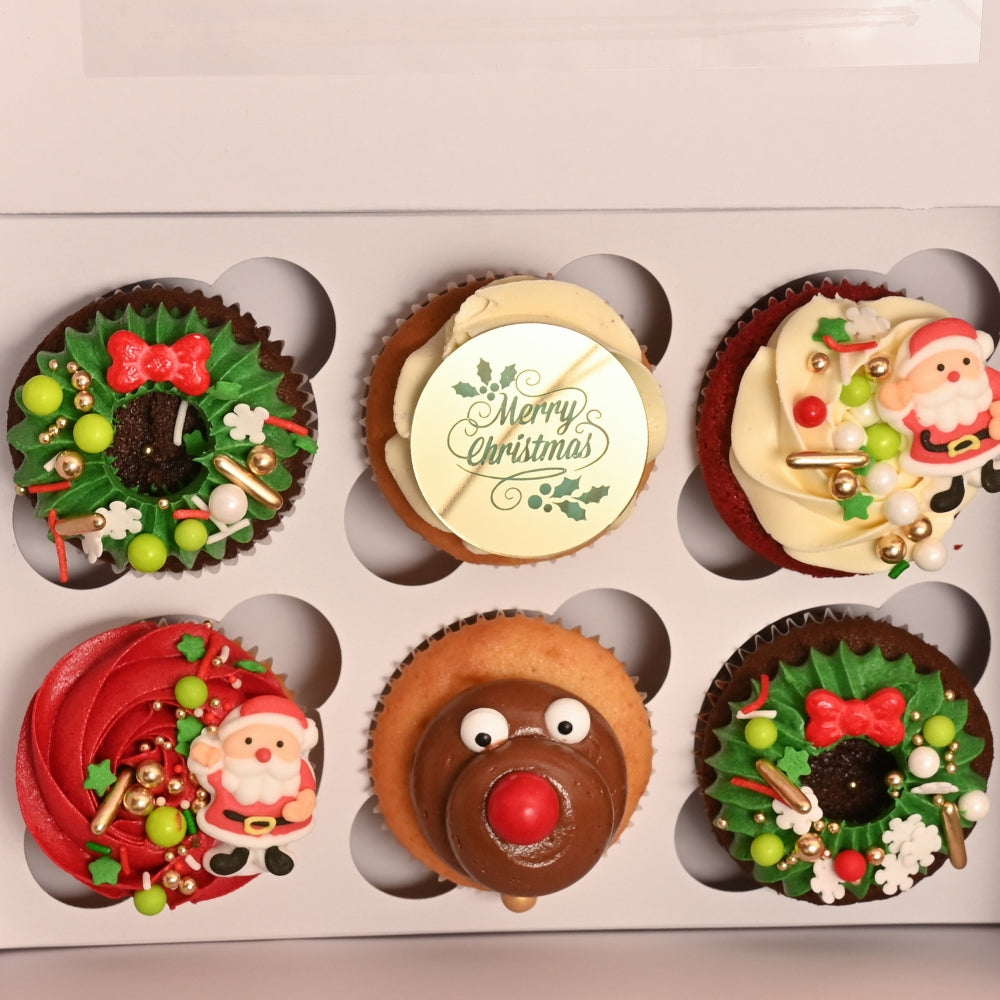 Christmas Festive Cupcake Selection - 6 Pack