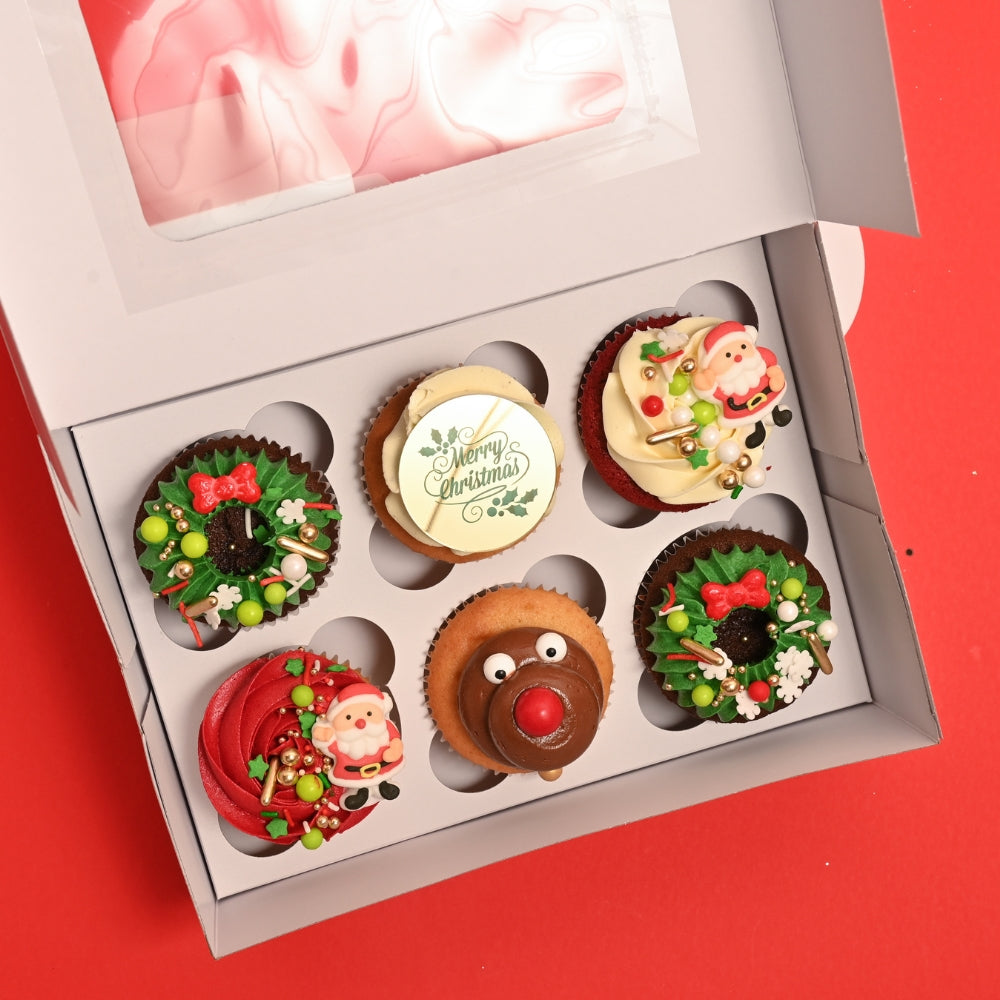 Christmas Festive Cupcake Selection - 6 Pack