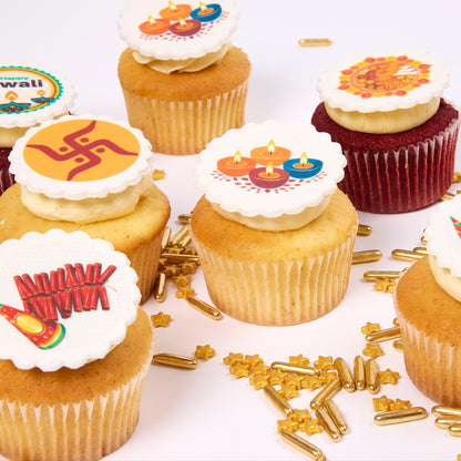 Diwali Cupcakes - Pack of 12 Std - Eggless