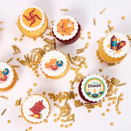 Diwali Cupcakes - Pack of 12 Std - Eggless