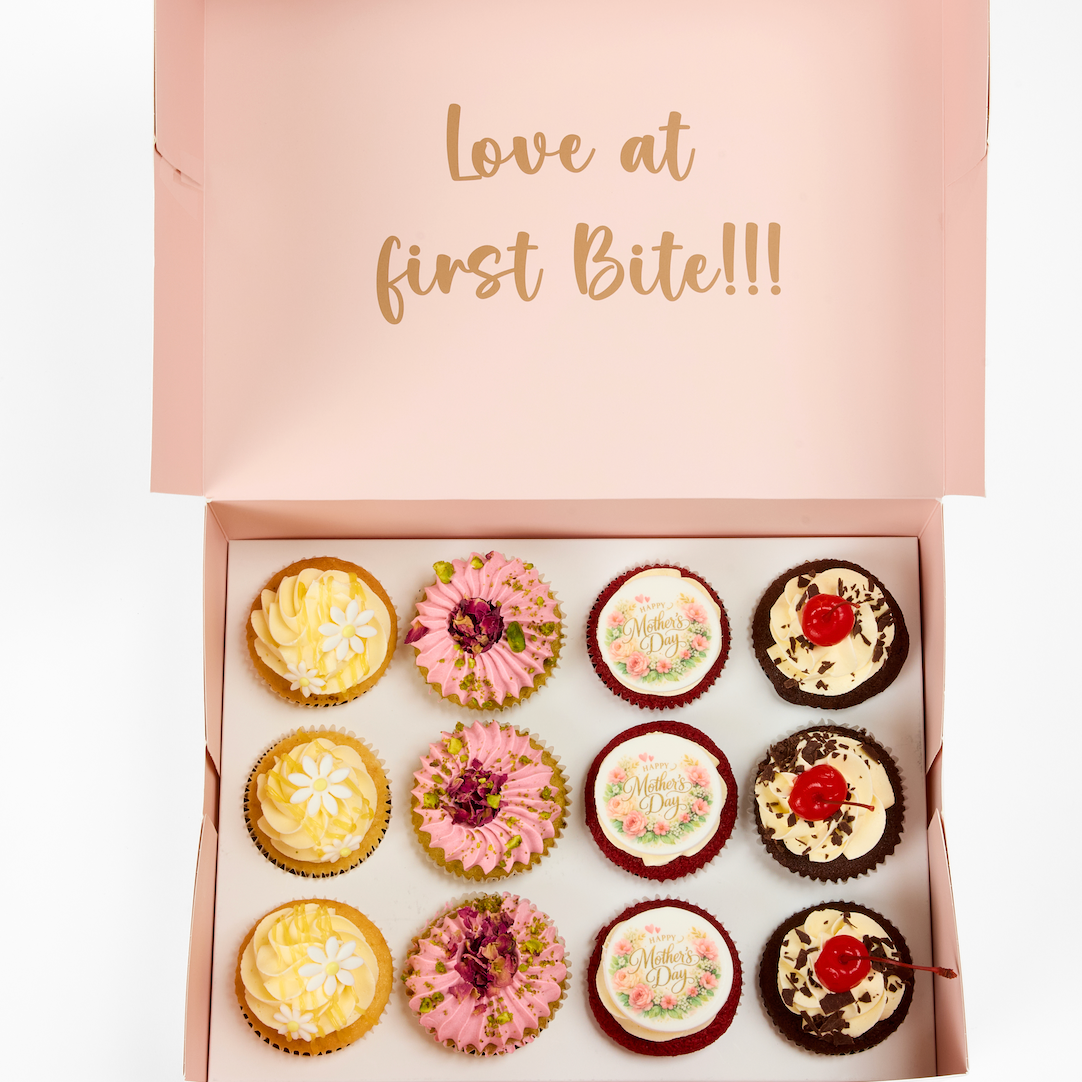 Best selling cupcakes selection display with assorted flavors