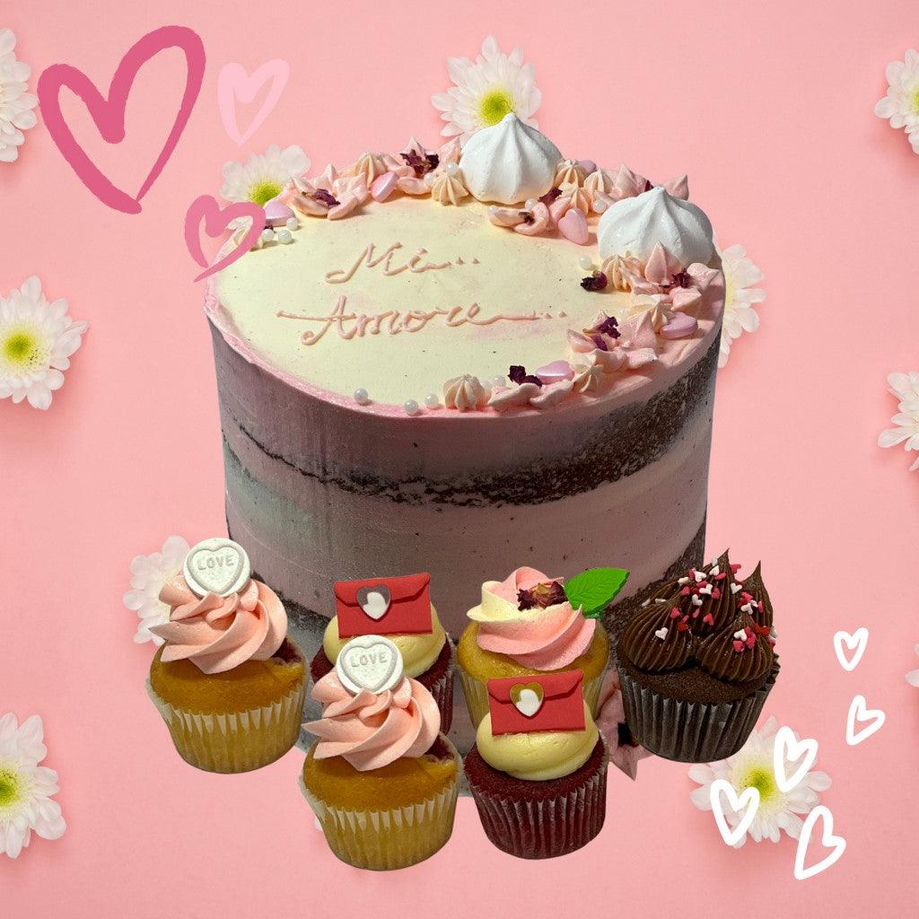 Valentine's Day Naked Cake Combo Box - Little Cupcakes